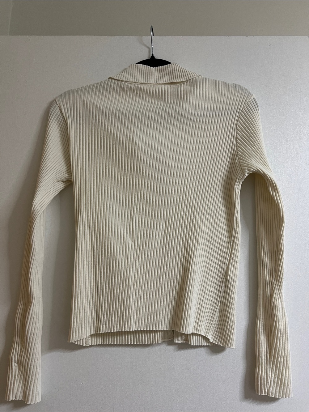 Mango Cream Ribbed Collared Button-Front Cardigan - Picture 3 of 3